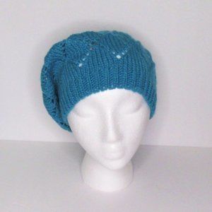 Women's Lady Beret Braided Baggy Beanie, Crochet Hat